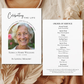 Moderno Programa de Funeral Celebrando a Vida com