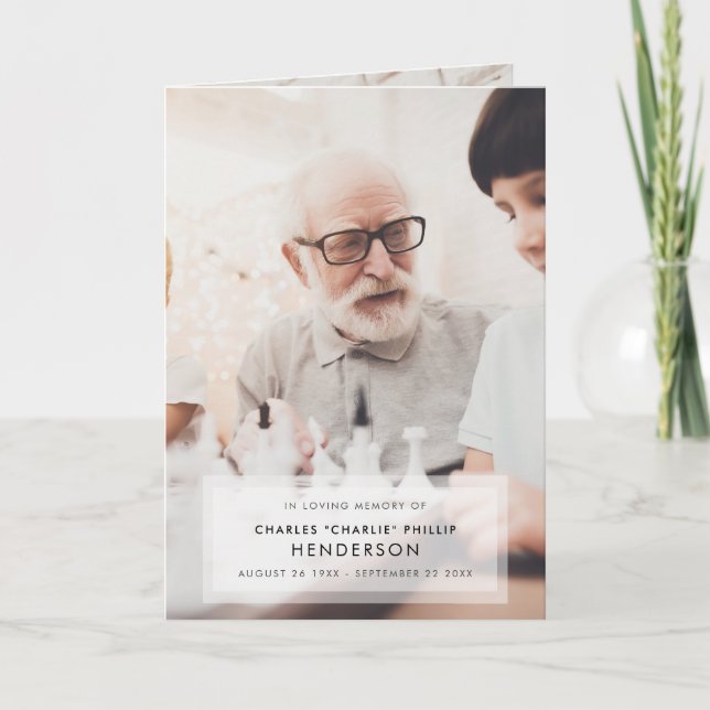 Moderno Programa de Funeral Dobrável com 3 Fotos e (Frente)