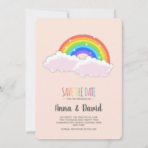 Moderno Rainbow Cloudy Salve O Convite De Data