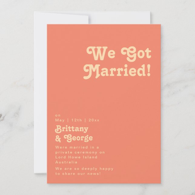Moderno Retro | Anúncio de Casamento Coral (Frente)