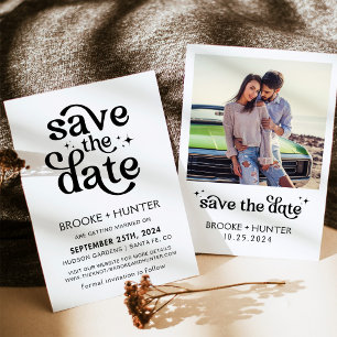 Moderno Retro Save The Date Convite de Casamento
