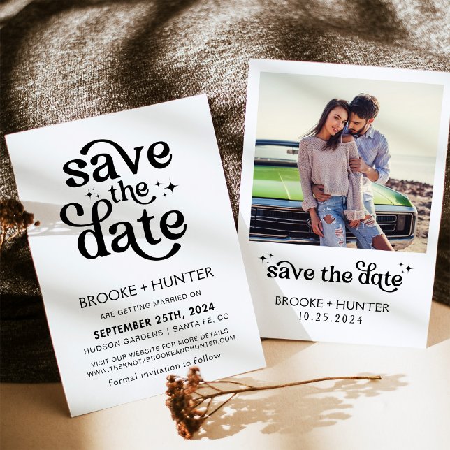Moderno Retro Save The Date | Convite de Casamento (Criador carregado)