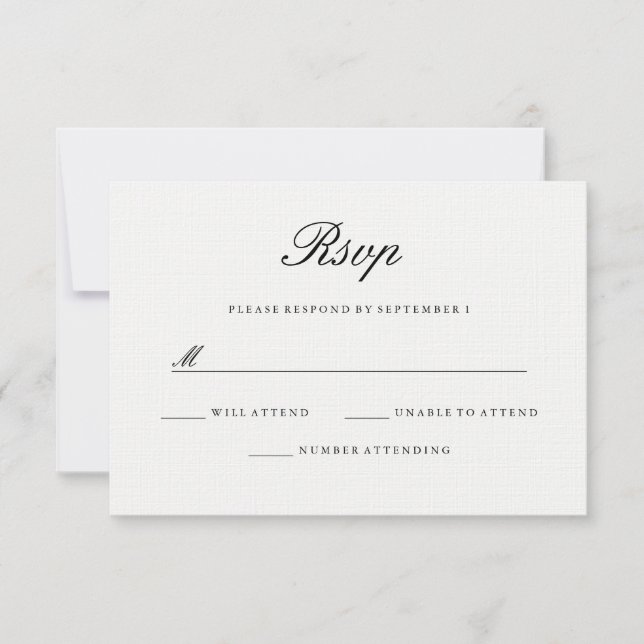 Moderno RSVP de Casamento Branco Elegante (Frente)