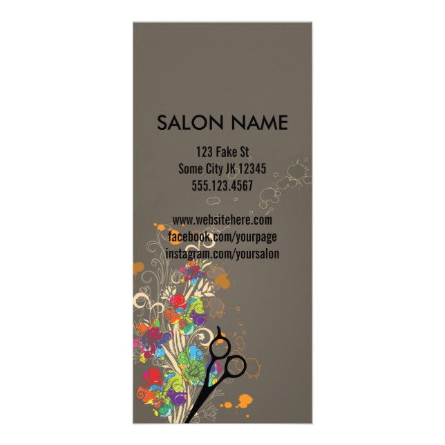moderno salon service menu floral colorido (Verso)