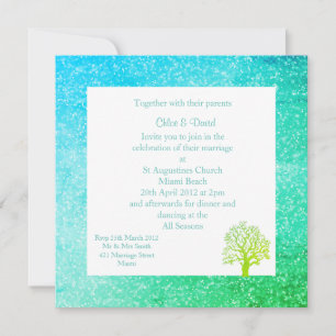 MODERNO Sparkle IMPRESSÃO WEDDING CONVITES VERDES