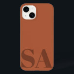 Moderno terracotta inicial mínimo contemporâneo<br><div class="desc">O terracotta moderno enferruja o monograma inicial de capa de telefone contemporânea mínima.</div>