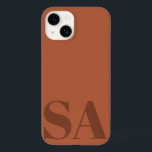 Moderno terracotta inicial mínimo contemporâneo<br><div class="desc">O terracotta moderno enferruja o monograma inicial de capa de telefone contemporânea mínima.</div>