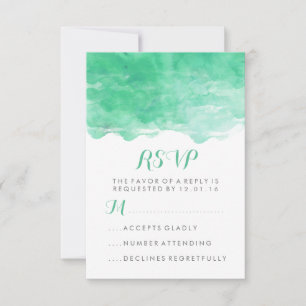 Moderno Verde Menta Aquarela Casamento RSVP
