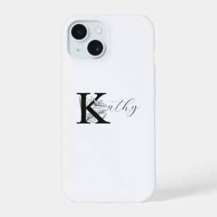 MODERNO WHITE MONOGRAMA NAME COM FLORAL K INICIAL