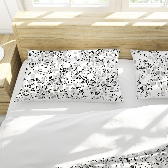 Moderno White Terrazzo (Modern White Terrazzo Pillow Case by Looly Elzayat
)