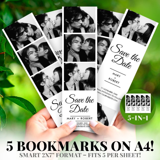 ModernPhoto Booth 2x7" Salve a Fita de Casamento d (Photo Booth 2x7" Save the Date Wedding Strip )