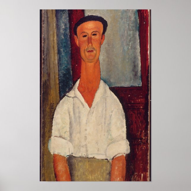 Modigliani Man in White Shirt Moderna Impressão (Frente)