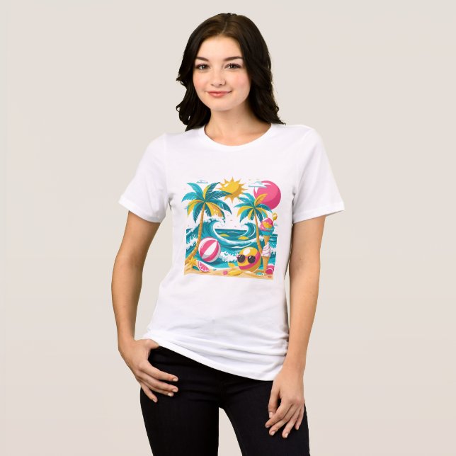 Modo de Verão Tropical – Camiseta Divertida e Colo (Frente Completa)