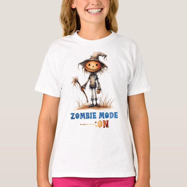 Modo Zombie: Na Camisa T do Halloween (Frente)