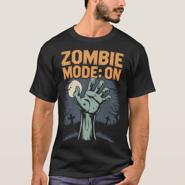Modo Zumbi Ativado Camiseta Assustadora de Hallowe (Frente)