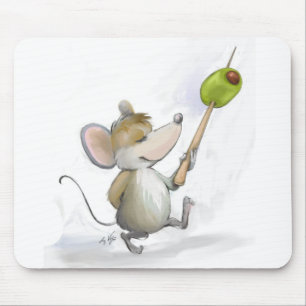 Moe do mouse feliz com o Mousepad Olive