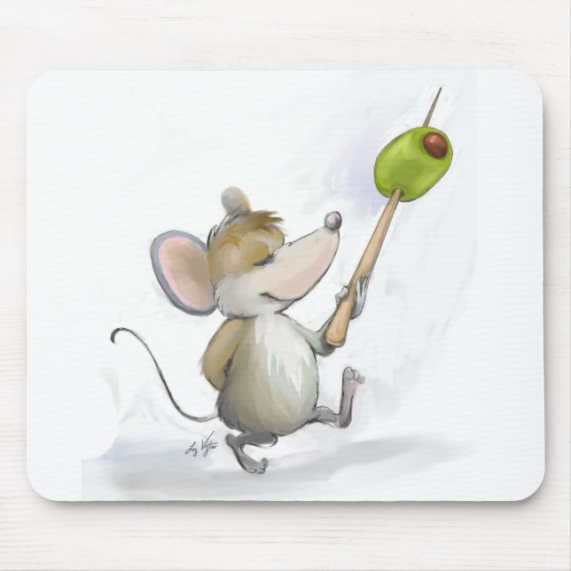 Moe do mouse feliz com o Mousepad Olive (Frente)