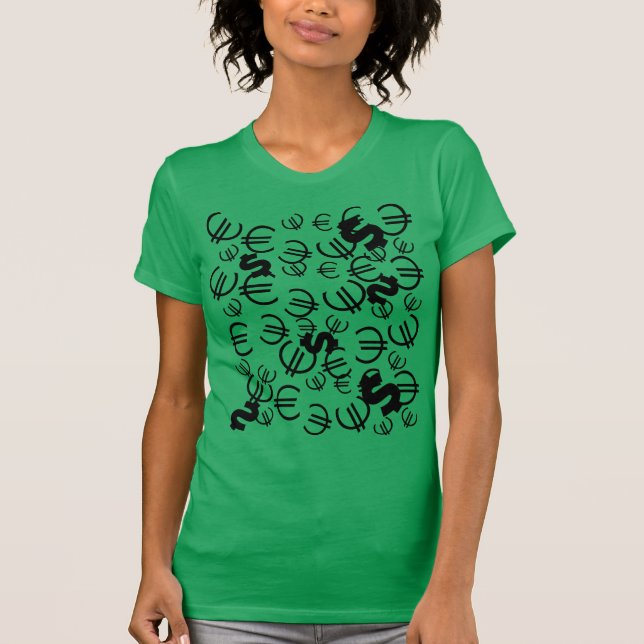 Moeda Funky Euro DollarPadrão Top T Shirt (Frente)