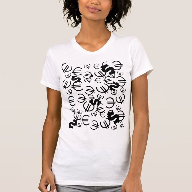 Moeda Funky Euro DollarPadrão Top T Shirt (Frente)