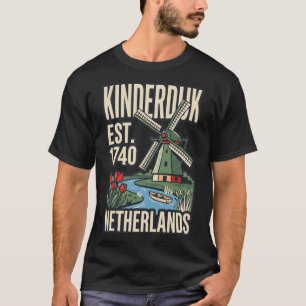 Moinho de Kinderdijk Holanda Camisa de Viagem Vint