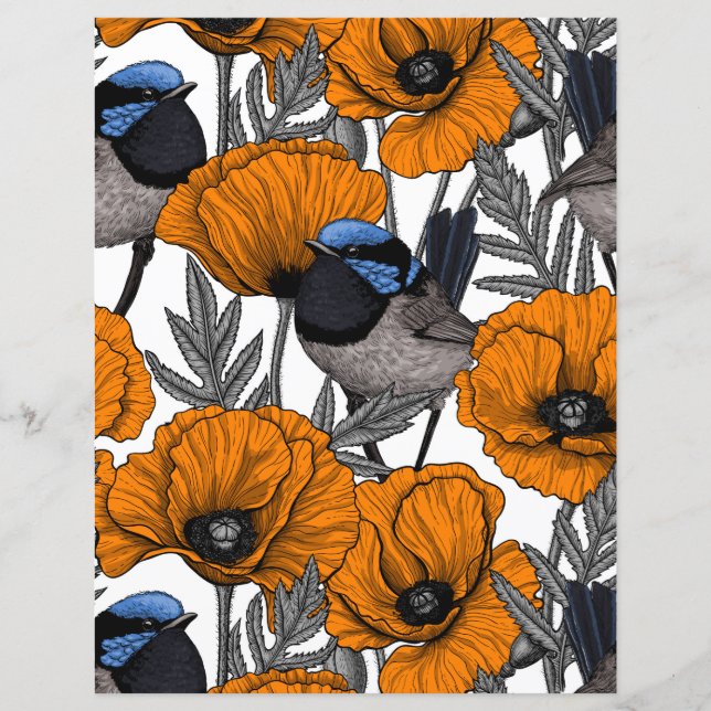 Moinhos de fada e flores de papoila laranja 2 (Frente)