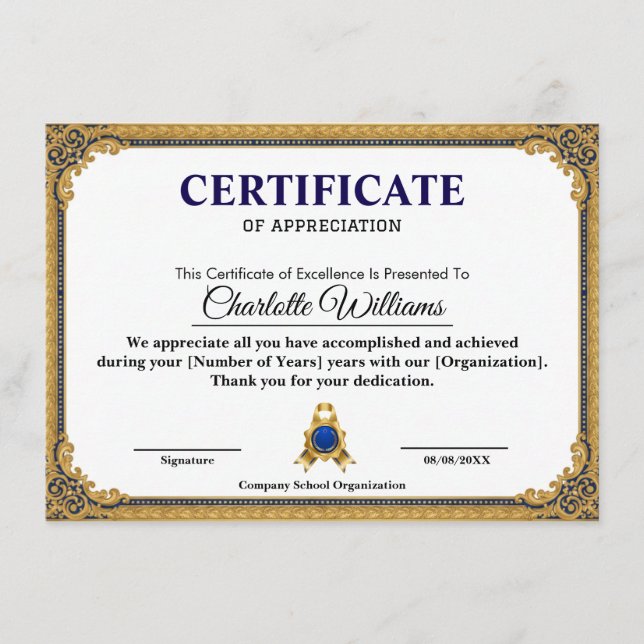 Moldura de Certificado em Ouro Clássico para Impre (Frente)