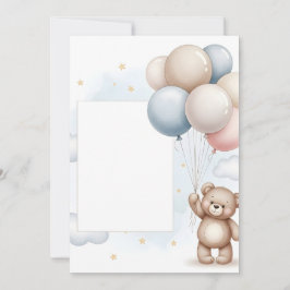 Moldura de Convite Balões Pastéis Urso Teddy Fofo