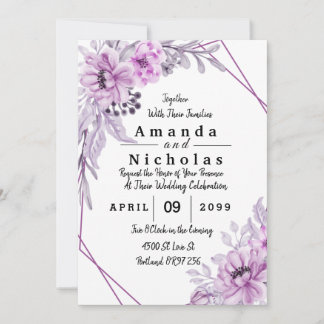 Moldura de Flores de Aquarela Roxa com Tipografia