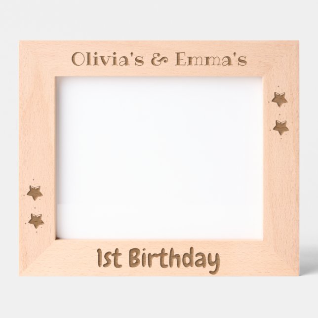 Moldura de Foto Personalizada para Gêmeos, 1º Aniv (Front)