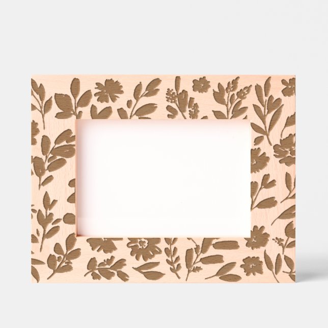 Moldura de Madeira Gravada com Eco Floral Gravado (Front)