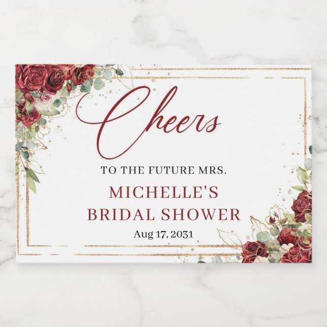 Moldura de ouro rosa vermelho-forte e vermelho-for (Rótulo Único)