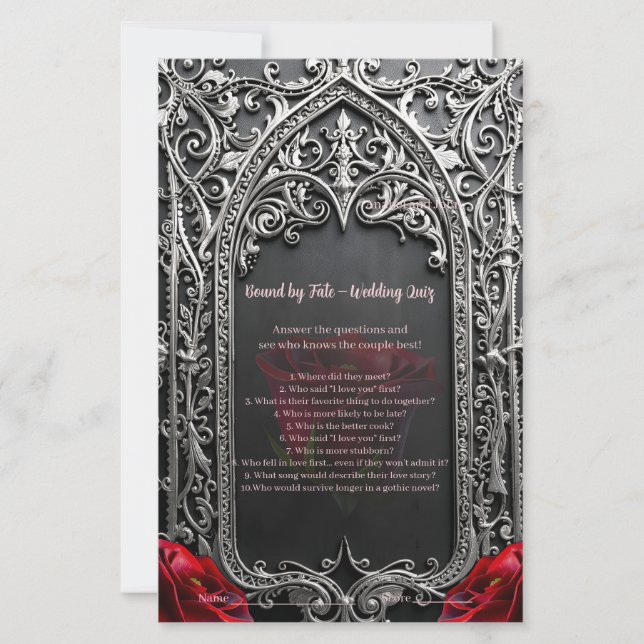 Moldura de Rosa de Casamento Gótico Elegante (Frente)
