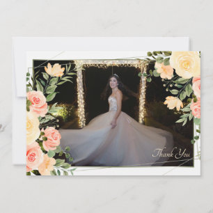 Moldura de Rosas Amarelas Cartão de Foto Obrigado