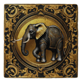 Moldura decorativa de ouro elefante