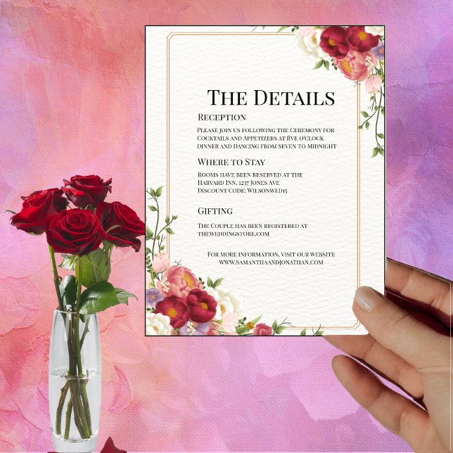 Moldura Dourada com Cartão de Detalhe de Casamento (Criador carregado)