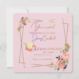 Moldura Dourada Moderna Convite Personalizado pa