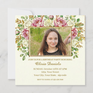 Moldura Floral com Brilho Dourado Elegante Persona