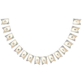 Moldura Floral Decorativa com Bandeira de Bunting 