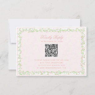 Moldura Floral Rosa com Laço e Código QR RSVP