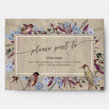 Moldura floral russa com envelope de aves