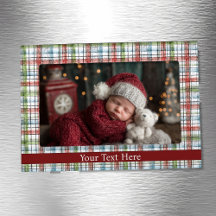 Quadro de Foto Magnético de Natal com Xadrez Rústi