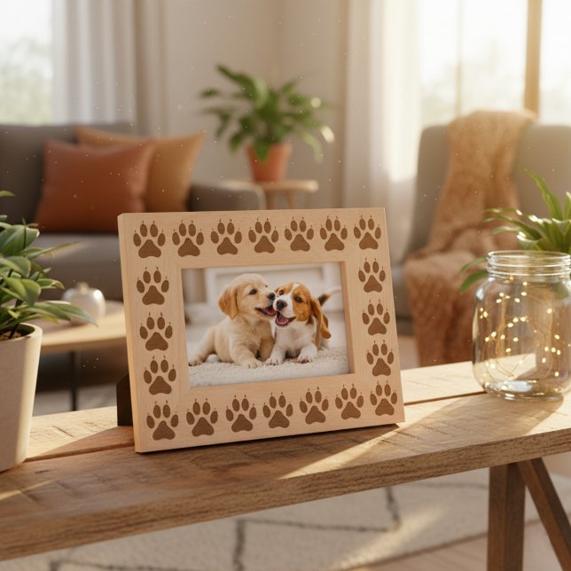 Moldura para Foto de Pata de Cachorro em Madeira 1 (🐾 Frame your best friend’s photo with love and paw prints!)