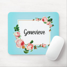Moldura Rosa Azul Seu Nome País Mousepad