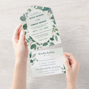 Moldura verde e folhas de ouro com Casamento Rsvp