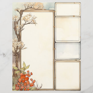Molduras rústicas em aquarela para papelaria flora