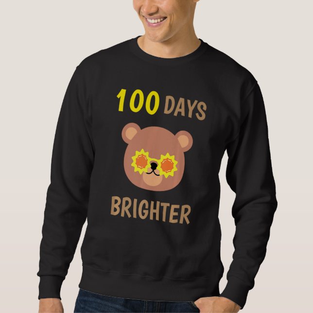 Moletom 100 Days Brighter Of School Cute Bear With Sunglas (Frente)