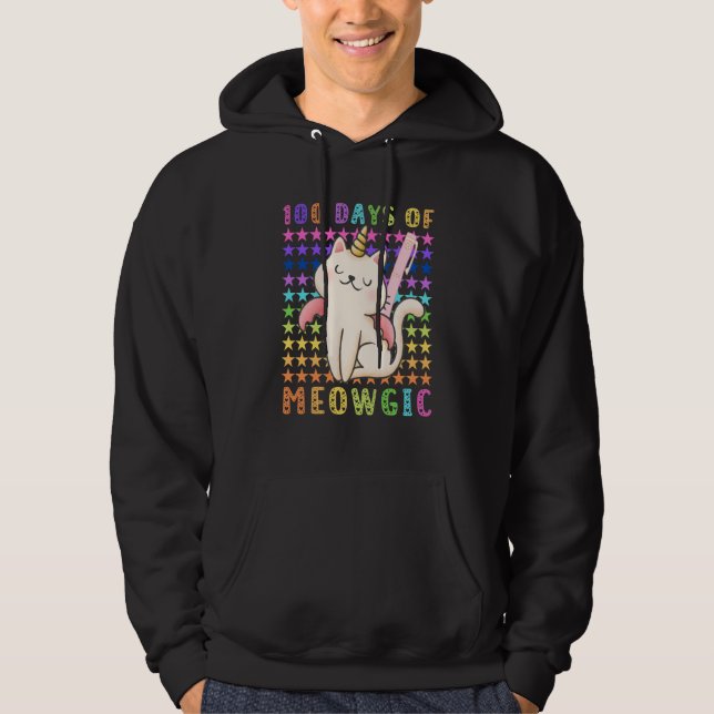 Moletom 100 days of meowgic 100 days of school unicorn cat (Frente)