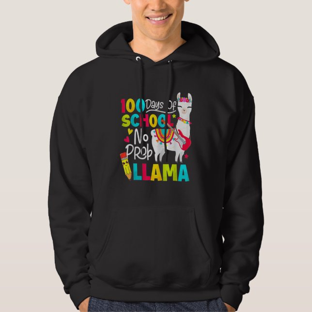Moletom 100 days of school no prob llama (Frente)