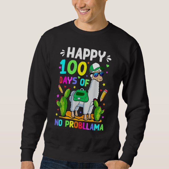 Moletom 100 Days Of School No Prob Llama Llama Teacher 100 (Frente)