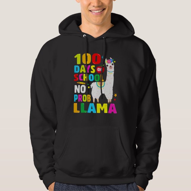 Moletom 100 Days Of School No Problem Llama Girl 100th Day (Frente)